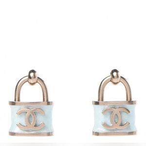 Chanel CC logo padlock earrings